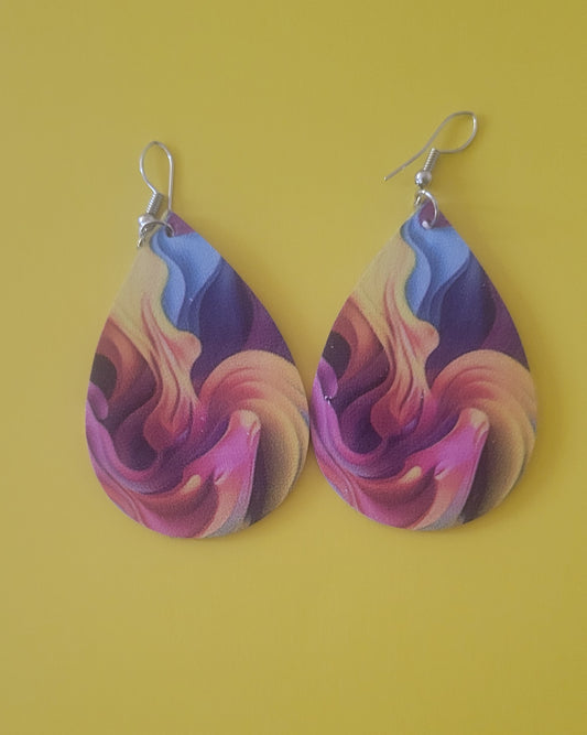 Multicolor, tear drop, double sided earrings